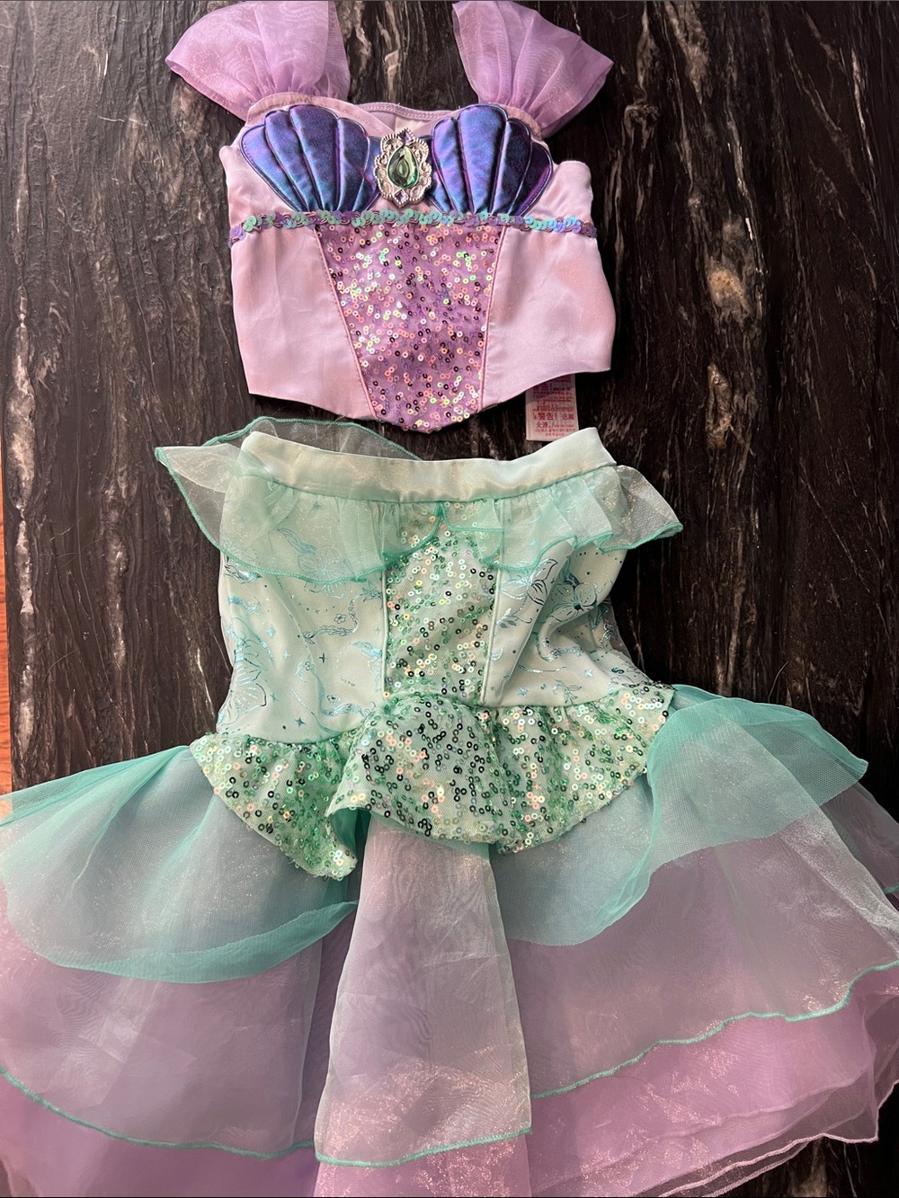 Disney Ariel Girls Purple & Aqua Mermaid Princess Costume Top and Skirt